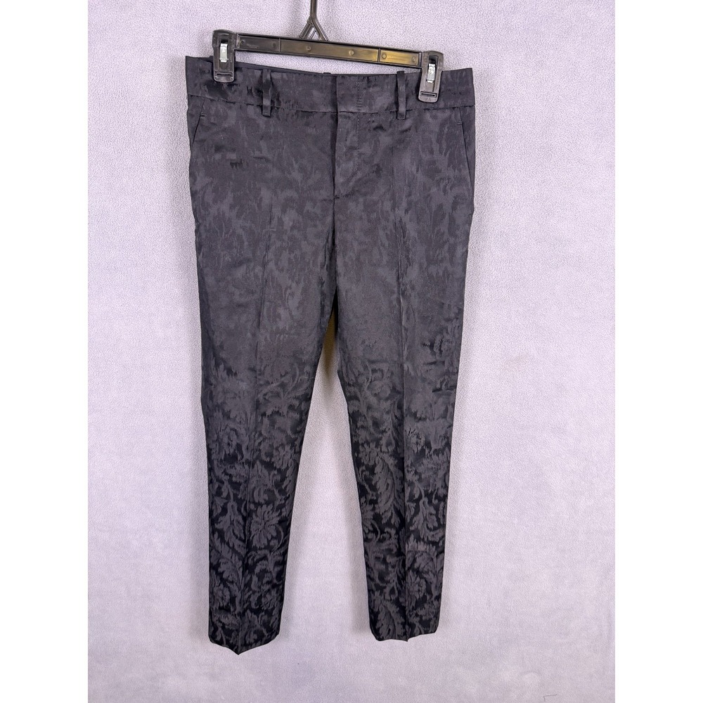GUCCI Womens Pants Black Floral Jacquard Wool Blend EU 38 (30x28) Luxury Clean